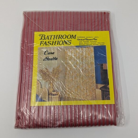 *3 FOR $9* NEW Bathroom Fashions Casa Bonita Vinyl Retro Stripes Shower Curtain - Picture 1 of 2